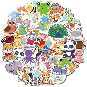 3 x 100 PCS Water Bottle Stickers for Kids Removable Waterproof Decals Cute Cartoon Animal & Unicorn Designs Easy to Peel/Reposition Ideal for Water Bottles Laptops Lunch Boxes