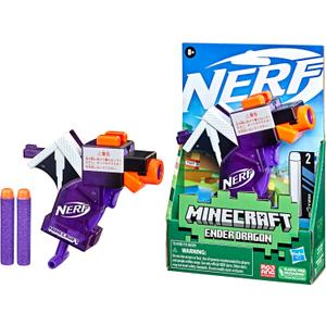 Nerf MicroShots Minecraft Ender Dragon Mini Blaster, Minecraft Dragon Mob Design, Includes 2 Official Elite Darts, Priming Handle