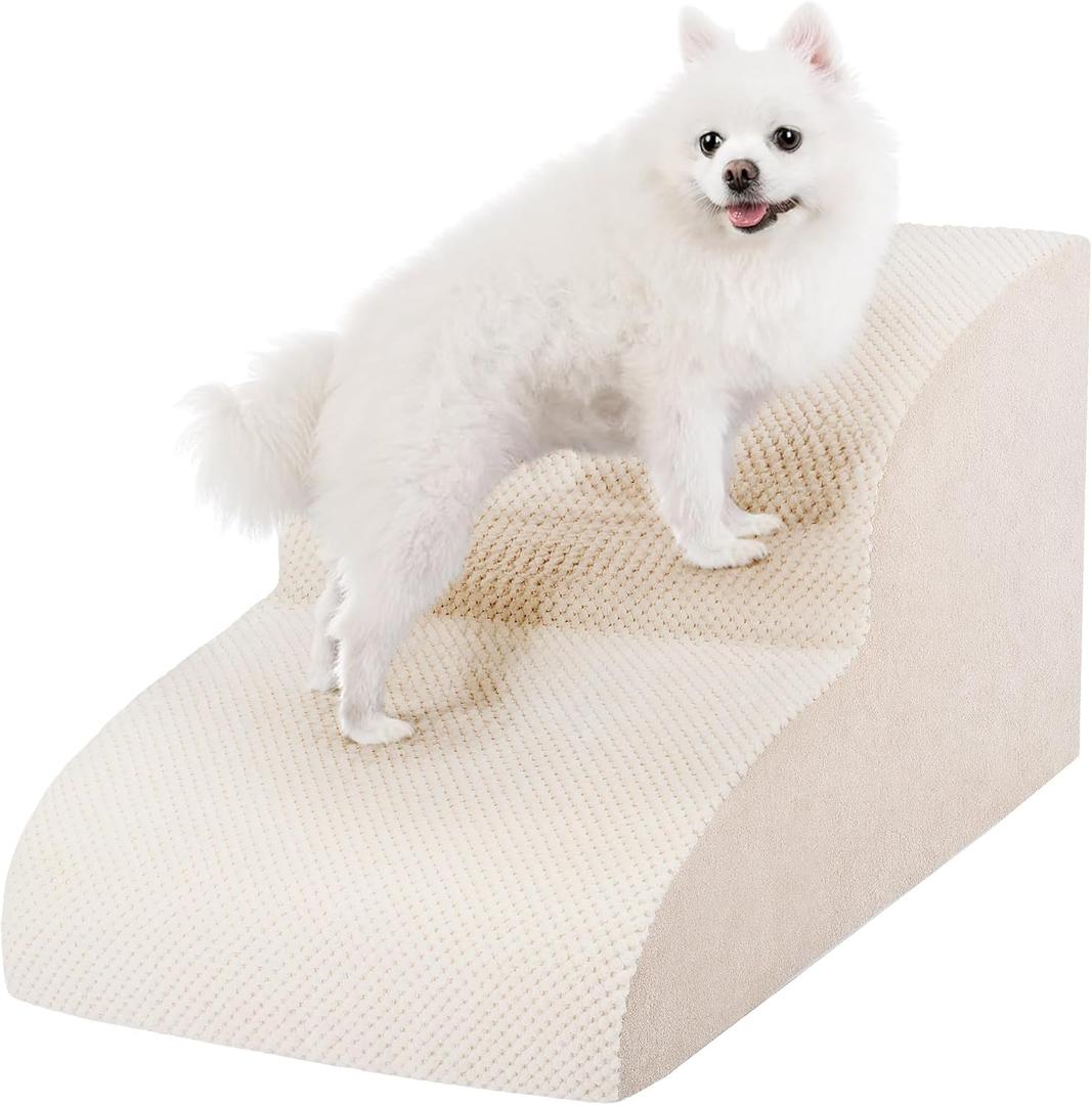 Dog Stairs for Small Dogs, High Density Foam Dog Ramp, Extra Wide Non-Slip Pet Steps for High Beds Or Couch, Soft Foam Doggie Ladder for Dogs Injured, Older Pets, Small Cats