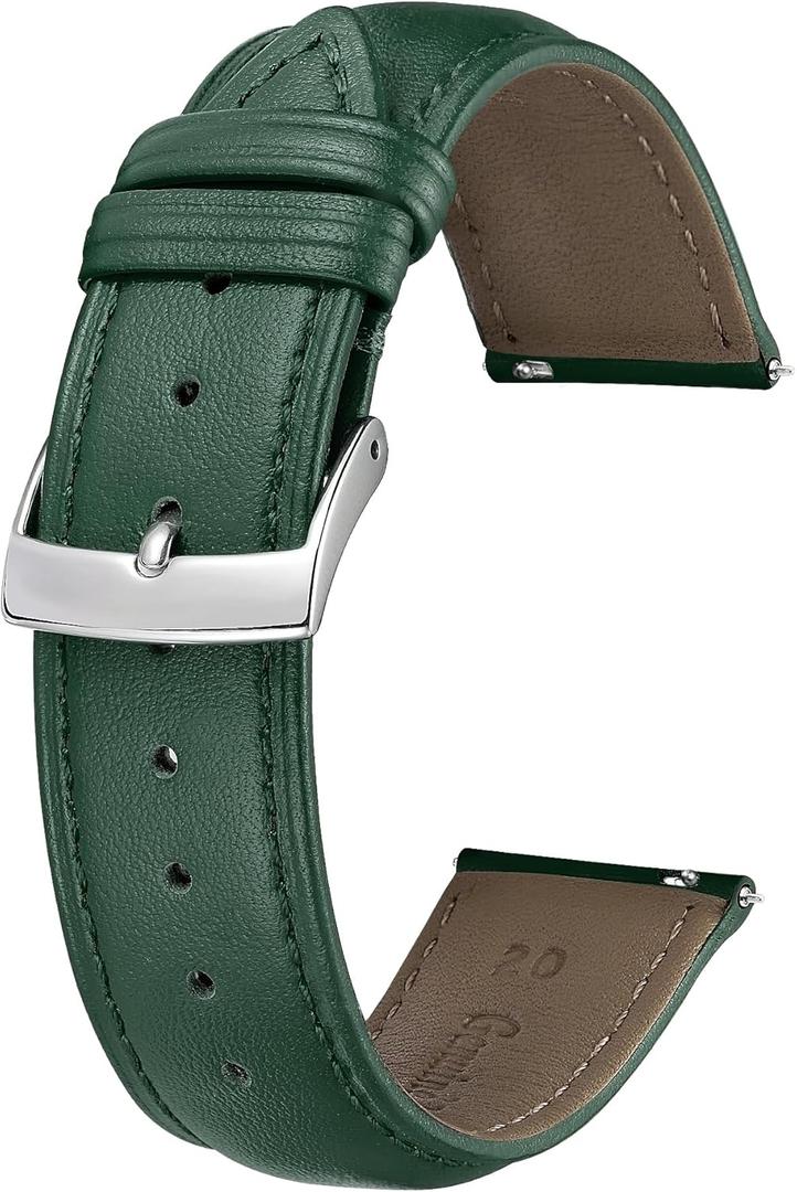 BINLUN Leather Watch Bands Quick Release Premium Calfskin Replacement Watch Strap Multicolors Watchbands for Men Women 12mm 14mm 16mm 18mm 19mm 20mm 21mm 22mm (Green)