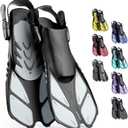CAPAS Snorkel Fins, Swim Fins Travel Size Short Adjustable for Snorkeling Diving Adult Men Women Kids Open Heel Swimming Flippers (White)