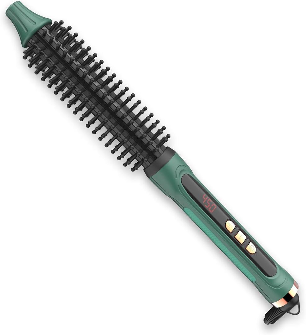 BANGMENG 3/4 Inch Barrel Thermal Round Brush, Volume Heat Styling Brush for Men and Women Medium Thin Curly Straight Hair, Heated Curling Iron,12 Temperature Setting (1.35 Inch with Bristles)