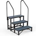 RV Steps Spa Steps with Handrail - 3 Step Hot Tub Steps Trailer Steps Mobile Home Stairs for 5th Wheel RV, Trailer, Hot Tub, Pool, Porch with Non-Slip Mats