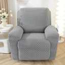 Vctops 4 Pieces Jacquard Plush Recliner Slipcovers Stretch Soft Sofa Couch Cover Anti-Slip Solid Color Furniture Protector with Elastic Bottom for Kids Cats Dogs (Dark Grey, 1 Seat)