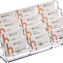 HeZone Business Card Holder Display for Desk, 12 Slot 4 Tier Multiple-Clear Acrylic Business Card Stand Set, Holds Approximately 600 Cards(12 Cell H)