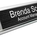 10 Pack 2" x 8" Aluminum Desk Name Plate Holder, Office Name Plate Holder for Desks, Desk Sign Holder for Office Conference, Meeting Room or Other Business Event (Silver)