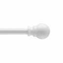 Kenney KN55250 Davenport Ball End Petite Café Decorative Window Curtain Rod, 28-48" Adjustable Length, White Finish, 1/2" Diameter Steel Tube