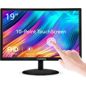Touchscreen Monitor 19" FHD 1440x900 Multi-Touch Screen HDMI VGA Type-B Dual Speakers, 60Hz, VESA, Wide Viewing Angle 170°, Brightness 300cd/ m², Tilt Adjust, PC Office Desktop Business Computer Display