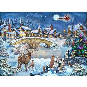 CGRLVDXW Christmas Puzzles 500 Piece, Christmas Night in Winter 500 Piece Puzzles, Jigsaw Puzzle for Adults Challenging Perfect for Holiday 27x 20inch