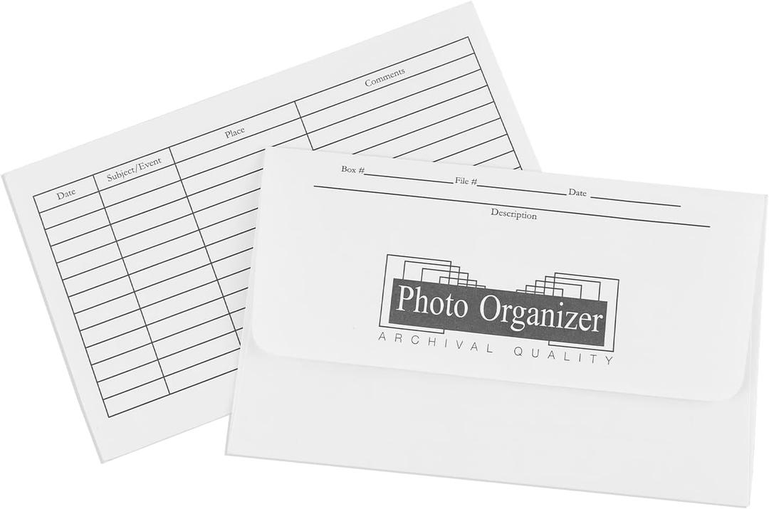 Lineco, Photo File Envelopes 4X6 Inch, Acid-Free Picture Organizer, White Archival Photograph Collection for Postcards, Greeting Cards (25/Pack, 2 Packs)