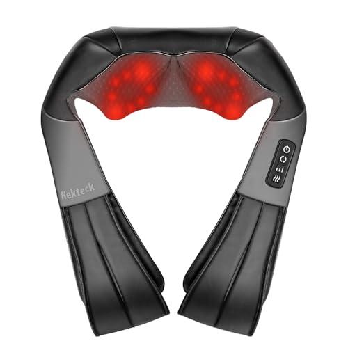 Nekteck Shiatsu Neck Massager with Heat for Pain Relief Deep Tissue, Valentines Day Gifts for Him Her Relaxation Tools, FSA Eligible Back Shoulder Kneading Massage Pillow, HSA Eligible (NOT Cordless)