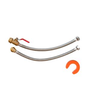 1/2 x 3/4 FIP 20" Water Heater Hose Kit with Disconnect Clip - Lead-Free Brass Ball Valve and Stainless Steel Flex Hose - Push Connect Fittings - High Flow Rate Plumbing Supplies