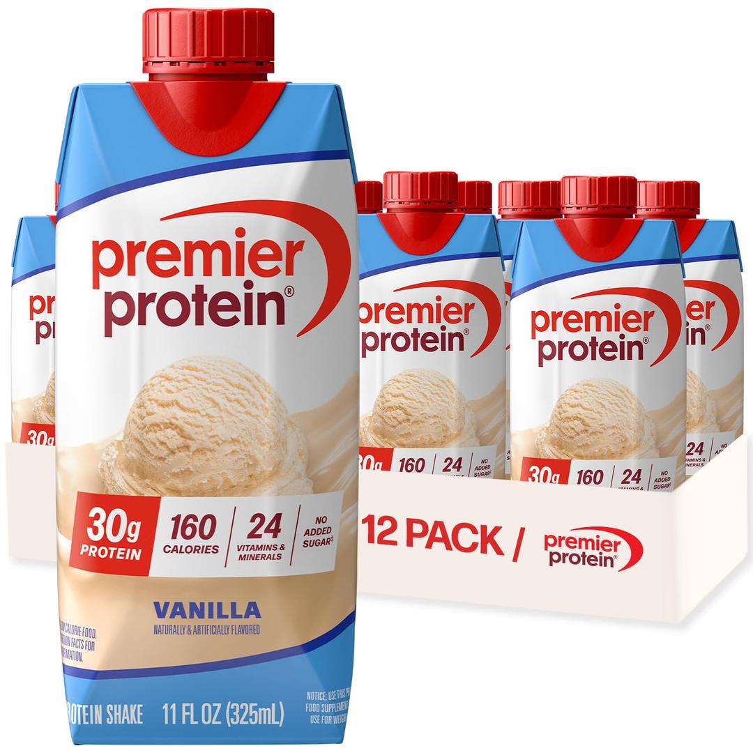 Premier Protein 30g High Protein Shake, Vanilla, 12 Pack (EXP 09/20/27)
