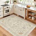 Madane Area Rug 3x5, Entryway Washable Vintage Runners Bedroom Non Slip Indoor Kitchen Runner for Living Room Laundry Room Playroom Soft Non-Slip Area Rugs, Beige/Blue