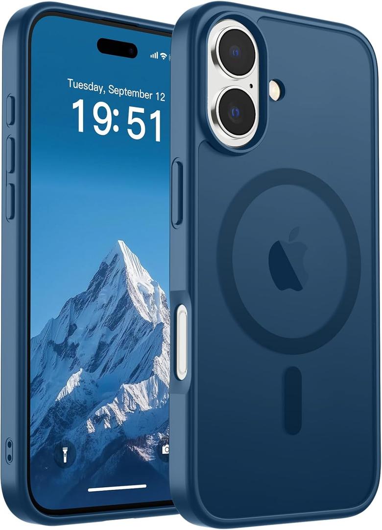 SUPFINE Magnetic for iPhone 17 Case (Compatible with MagSafe)(Military Grade Drop Protection) Translucent Matte Shockproof with Anti-Fingerprint Phone Cover,Deep Blue