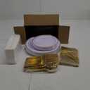 M MCIRCO 175 Piece Gold Dinnerware Set - 50 Gold Rim Plastic Plates - 25 Gold Plastic Silverware - 25 Gold Paper Napkins, 25 Guest Disposable Gold Dinnerware Set