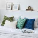 Set of 2 Navy Blue Decorative Velvet Throw Pillow Covers 20x20 Inches, Soft Neutral Accent Pillow Cases with Vintage Textured Farmhouse Couch Cushion Covers for Luxurious Home Decor