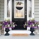 Artificial Petunias Flowers Faux Spring Plants for Outdoor Porch Planter, UV Resistant Look Real Faux Silk Purple Morning Glory Hanging Vines for Outside Front Door Patio Decoration, 8 Bundles