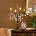 TOCHIC 4-Light Crystal Table Lamp Traditional Desk Lamp, Luxury Crystal Candle Lighting Fixture Bedside Lamps for Night Stands, Vintage Nightstand Lamp for Bedroom, Living Room, Home Office, Corridor