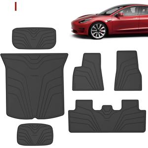Farasla All Weather Floor Mats for Tesla Model Y 2023-2020, Waterproof Non-Slip Front Rear Cargo Liner Mats (Set of 6)