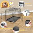 Dog Crate - Medium 36 Inch Double Door Portable Dog Cage, Metal Wire Pet Kennel with Secure Lock, Leak-Proof Pan Tray, Foldable Design for Dogs Pets Indoor Training and Outdoor Trave