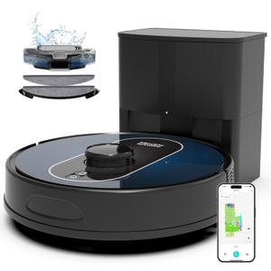 Bagotte Robot Vacuum and Mop Combo, 6000Pa Robotic Vacuum with Mapping, Self-Emptying Station for 90 Days Hands-Free, LiDAR Navigation, Wi-Fi/App/Alexa Voice Control, for Carpets & Hard Floors