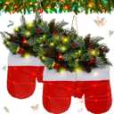 Dingion Twinkling Christmas Mitten Wreath Xmas Lighted Wreath with 50 LED Lights Battery Operated Front Door Artificial Garland Hanging Xmas Balls for Wall Christmas Party Decor