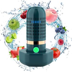 Fruit and Vegetable Washing Machine Fruit Vegetable Cleaner Device Veggie Washer, Portable USB Wireless Produce Washer Fruit Wash with OH-ion Purification Technology for Cleaning Food (Green)