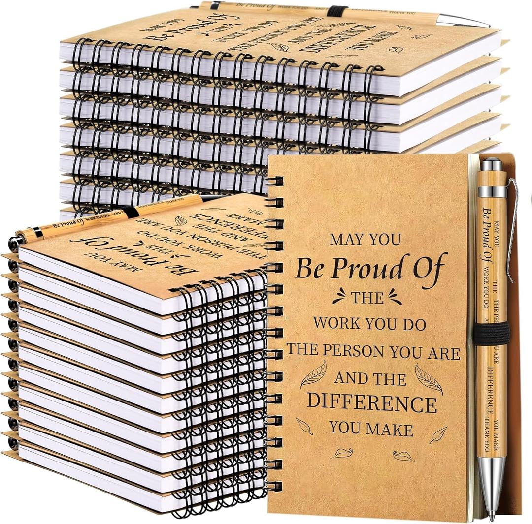 Yeaqee 100 Pcs Inspirational Gifts Set Include 50 Spiral Notebooks 50 Pens May You Be Proud of The Work You Do Motivational Thanks Gifts for Coworker Teachers Back to School(Inspirational Style)