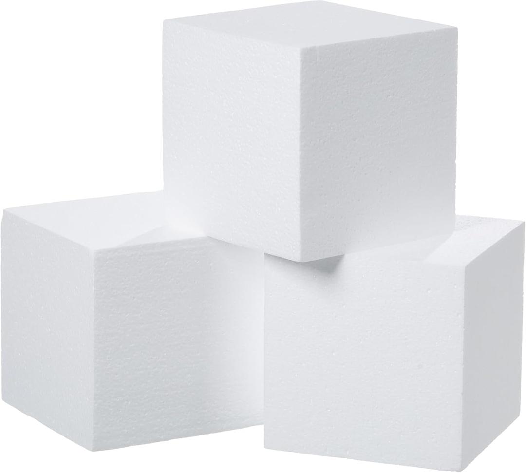 Crafare 3 Pack Craft Foam Blocks 5x5x5 Inch Polystyrene Square Foam Cubes for Arts School Projects Sculptures Floral Arrangements Modeling and Centerpieces