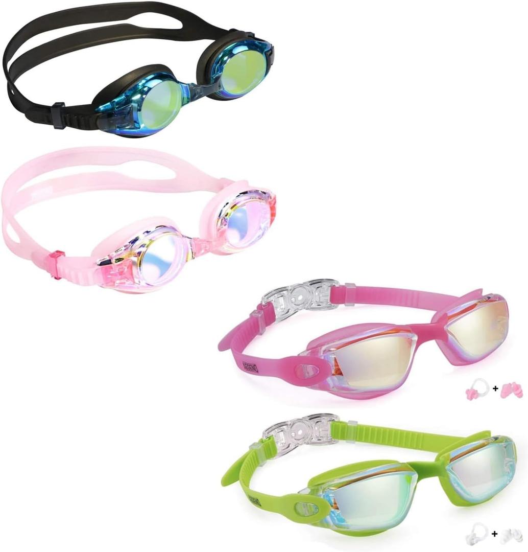 Aegend 2 Pack Kids Swim Goggles and 2 Pack Goggles for Kids 3-15