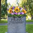 MUVIC Artificial Cemetery Flowers Saddle - Memorial Flowers Bouquet - Outdoor Grave Decorations,Sympathy Flower - Rose Sunflower Hyacinth