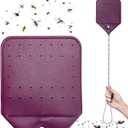 Fly Swatter Heavy Duty Vegan Leather, 21" Thicker Extra Long Sturdy Metal Woven Wire Handle, Manual Large Flies Killer Swatters Insect Smasher Bug Bee Wasp for Indoor and Outdoor (1 Pack, Purple)
