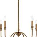 5-Light Farmhouse Chandelier Lighting Fixture, Linear Pendant Light for Kitchen Island, Dining & Living Room, Retro Bronze Finished