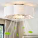 20" Low Profile Ceiling Fan with Light, Caged Flush Mount Ceiling Fan with Light Remote Control, Boho Bladeless with 6 Speeds for Bedroom, Nursery, Living Room.