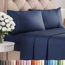 King Size 4 Piece Sheet Set - Comfy Breathable & Cooling Sheets - Hotel Luxury Bed Sheets for Women & Men - Deep Pockets, Easy-Fit, Extra Soft & Wrinkle Free Sheets - Navy Blue Oeko-Tex Bed Sheet Set