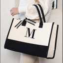 M Initial Canvas Tote | Mud Pie