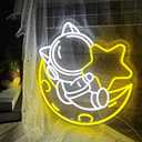 Astronaut Moon Neon Sign, Large Spaceman LED Neon Light for Wall Decor, Dimmable Cool LED Astronaut Holding Stars Neon Signs Lights Space Room Decor for Boys, Teen, Kids, Game Room, Man Cave