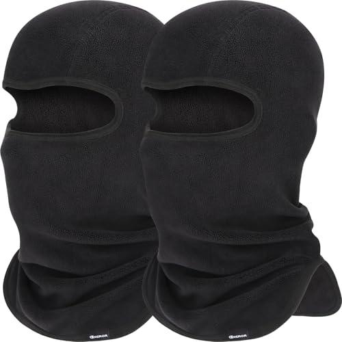 GXCROR Balaclava Ski Mask Fleece Balaclava Face Mask for Men Women Winter for Cycling Motorcycle,Snowboarding and Skiing, Color: Black&black