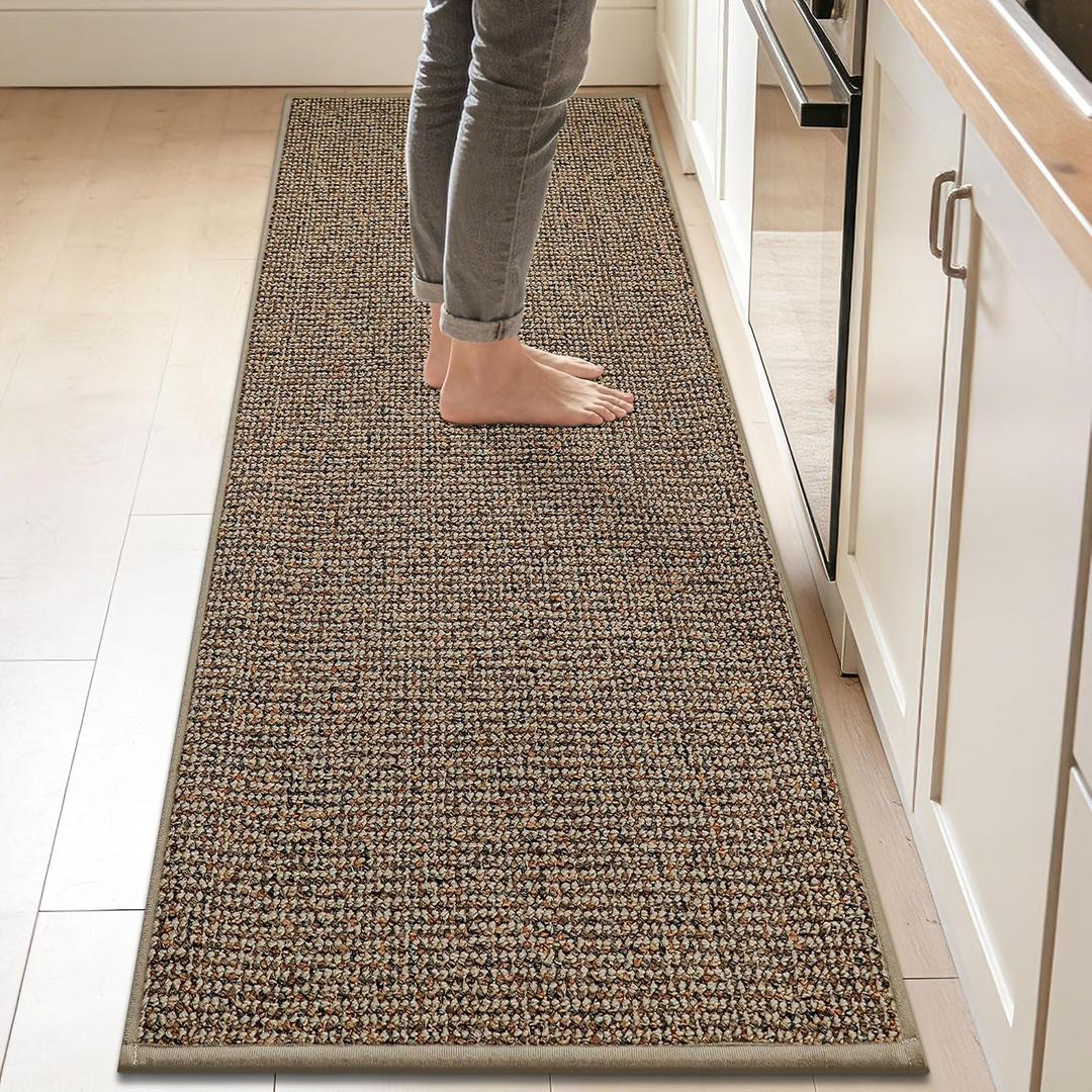 BEQHAUSE Kitchen Runner Rugs 24"x84", Non-Slip Kitchen Mats for Floor, Super Absorbent and Stain Resistant Kitchen Rug, Machine Washable Rugs for Kitchen, Hallway, Laundry & Sink, Taupe