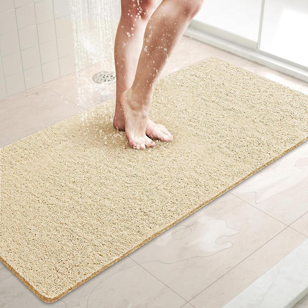 LuxStep Shower Mat Bathtub Mat,Non-Slip Bath Mat with Drain, Quick Drying 40" x 16"