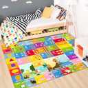 ABC Rug, Play Mat for Playroom ABC Educational Area Rug for Playroom Classroom Elementary Preschool Rugs wtih Numbers Animals (3'11'' x 5'11'' (Rectangular))