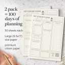 Daily Planner Notepad - Mothers Day Gift Help Mom Plan Self Care, Daily Tasks, Work, and School Tasks on One Simple Tear Off Page Each Day 2 Pack Large (8.5x11) Notepads for 100 Days of Planning without Stress