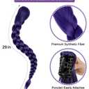 Purple Long Braided Ponytail Wig for Anime Cosplay, Clip-On Colorful Hair Extension for Comic Con, Halloween Parties