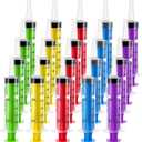 20pcs 60ml Colorful Plastic Syringe for Liquid Measuring Syringes Without Needle with Cap, Sterile, Craft, Feeding Pets, Scientific Labs, Individually Wrapped