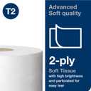 Tork Mini Jumbo Toilet Paper Roll White T2, Advanced, 2-Ply, 12 x 751', 12024402