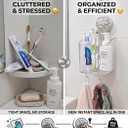 HOME&I Suction Cup Toothbrush Holder and Shower Caddy Drill-Free, Removable, Powerful Suction Cup, Self-Draining Design for Bathroom & Kitchen Holds Toothpaste, Razors, and Tableware