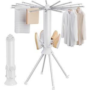 4-Legged Clothes Drying Rack Foldable, Portable Laundry Drying Racks, Outdoor Collapsible Drying Rack Clothing with 4 Pulleys and Anti-Slip Holes, Aluminum Indoor Dry Rack for Clothes, Shoes, Towel