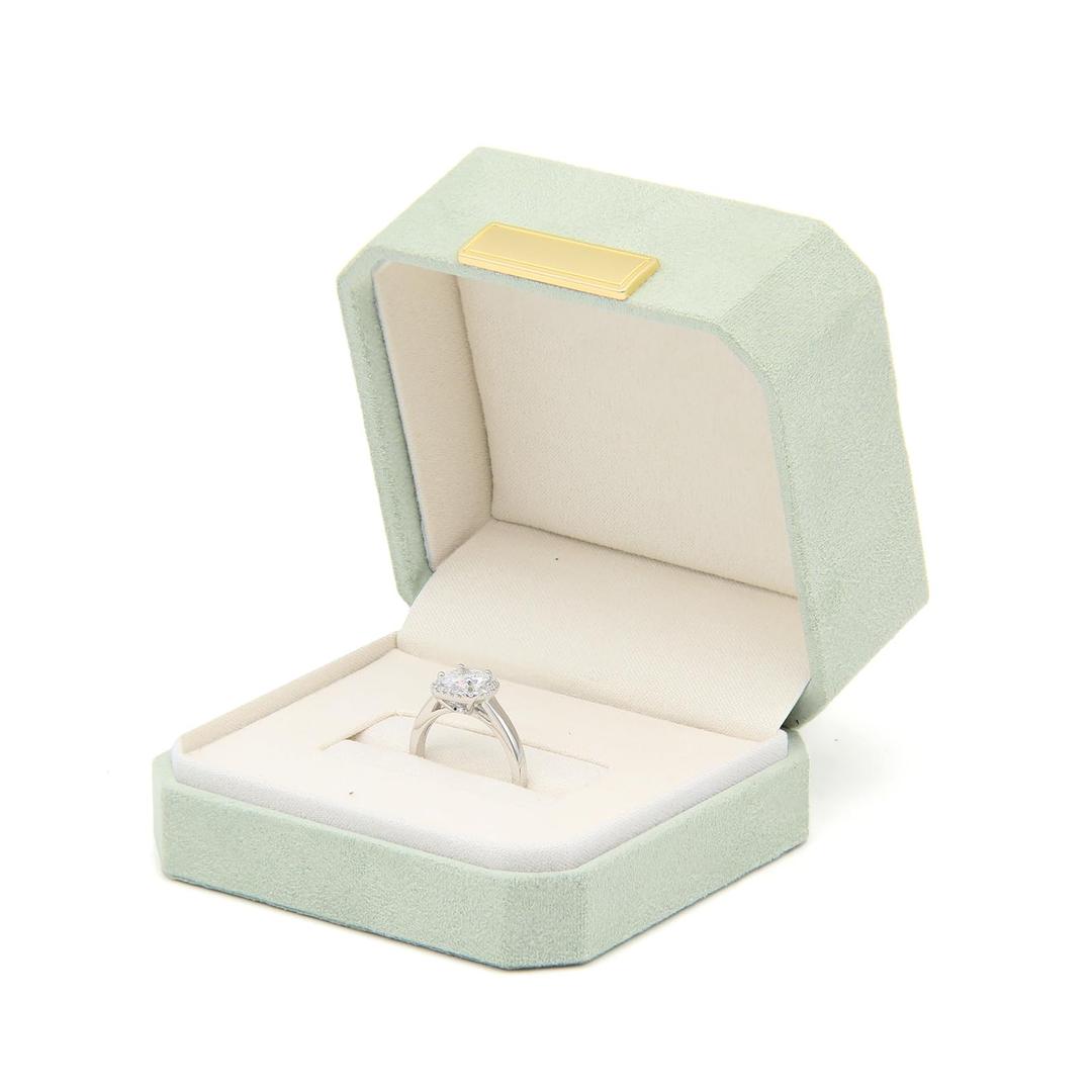 FINGHU Exquisite Wedding Ring Box Small Jewelry Organizer Portable Travel Jewelry Box Jewelry Gift Box for Business,Engagement, Wedding, Mother's Day -Light Green