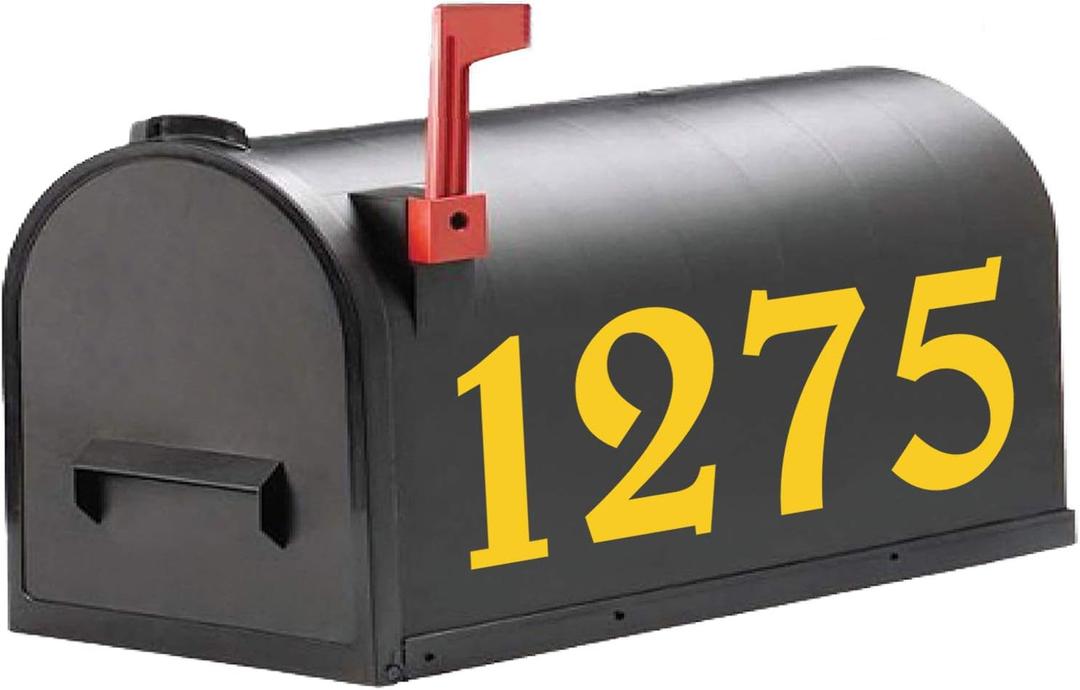 Diggoo Reflective Yellow Mailbox Numbers Sticker Decal Die Cut Classic Style Vinyl Number 4" Self Adhesive 4 Sets for Mailbox, Signs, Window, Door, Cars, Trucks, Home, Business, Address Number